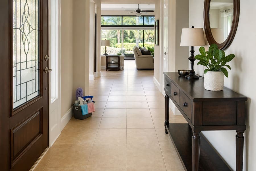 Maintained home entryway and hallway after scheduled cleaning