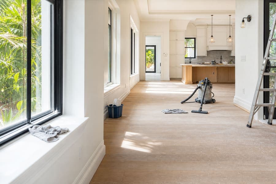 Post-construction dust cleanup in a newly remodeled home