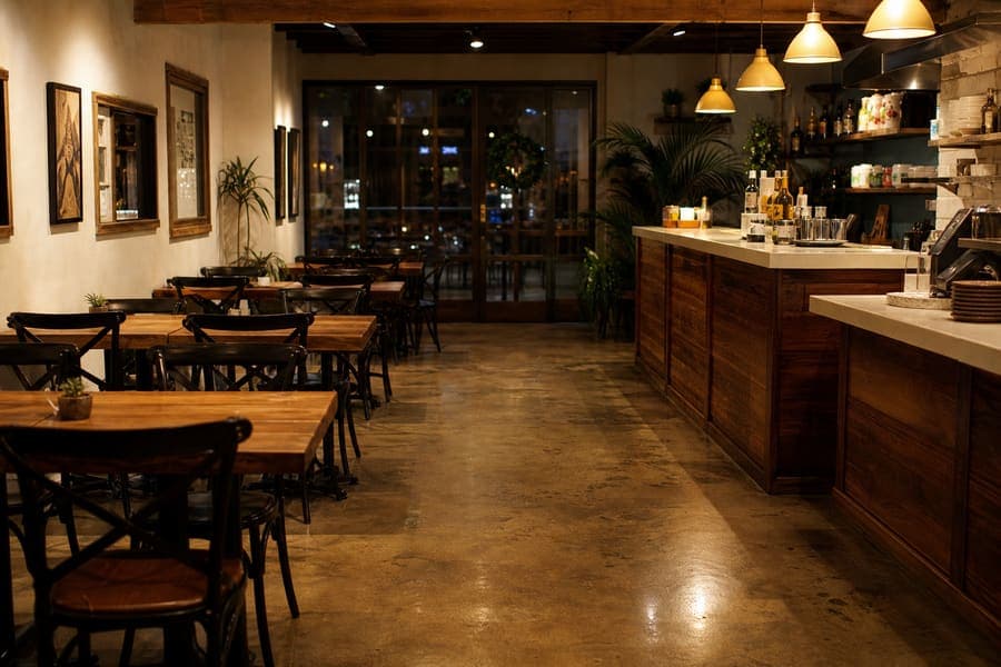 Café dining room reset after closing-shift cleaning